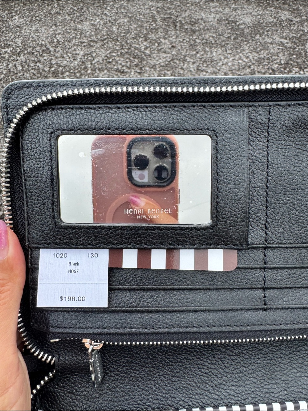 Henri Bendel Black Leather Zip Around Wallet Wristlet Clutch $198 Retail - Picture 9 of 15